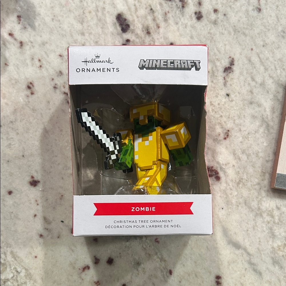 Hallmark Minecraft Yellow Zombie with sword New in Box Ornament
